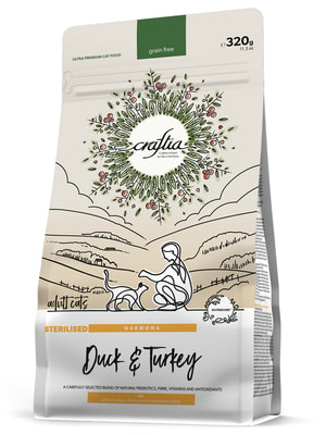 Повседневные корма Craftia Сухой корм CRAFTIA HARMONA для стерилизованных кошек из утки и индейки 320 г (вид 6) Повседневные корма Craftia Сухой корм CRAFTIA HARMONA для стерилизованных кошек из утки и индейки 320 г (фото, вид 6)