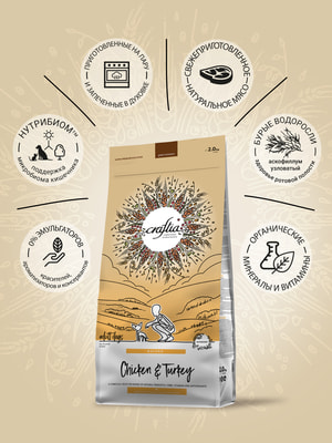 Повседневные корма Craftia Сухой корм CRAFTIA NATURA для взрослых собак миниатюрных и мелких пород из курицы и индейки 2 кг (вид 10) Повседневные корма Craftia Сухой корм CRAFTIA NATURA для взрослых собак миниатюрных и мелких пород из курицы и индейки 2 кг (фото, вид 10)