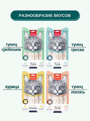 Повседневные Wanpy Wanpy Cat Лакомство для кошек «нежное пюре» из тунца и гребешка 70 г (вид 13) Повседневные Wanpy Wanpy Cat Лакомство для кошек «нежное пюре» из тунца и гребешка 70 г (фото, вид 13)