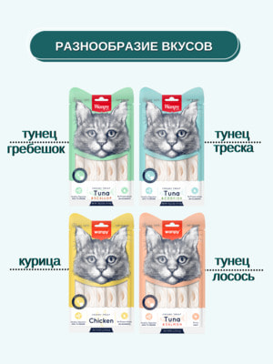 Повседневные Wanpy Wanpy Cat Лакомство для кошек «нежное пюре» из тунца и трески 70 г (вид 11) Повседневные Wanpy Wanpy Cat Лакомство для кошек «нежное пюре» из тунца и трески 70 г (фото, вид 11)