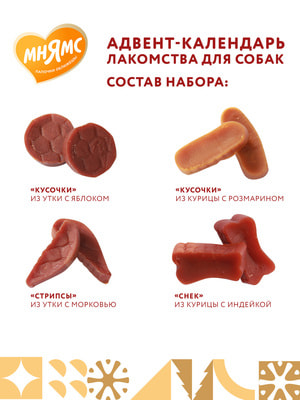 Повседневные Мнямс Мнямс лакомства для собак «Адвент-календарь» 100г (вид 2) Повседневные Мнямс Мнямс лакомства для собак «Адвент-календарь» 100г (фото, вид 2)