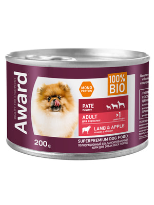 Повседневные корма Award Влажный корм AWARD для взрослых собак паштет из ягненка с яблоком 200г (вид 5) Повседневные корма Award Влажный корм AWARD для взрослых собак паштет из ягненка с яблоком 200г (фото, вид 5)