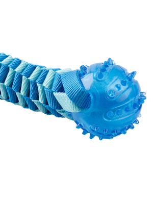 Апортировки Mr.Kranch Игрушка Mr.Kranch для собак Плетеный жгут с резиновым мячом, 13 см голубая (вид 3) Апортировки Mr.Kranch Игрушка Mr.Kranch для собак Плетеный жгут с резиновым мячом, 13 см голубая (фото, вид 3)