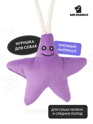 Для совместной игры Mr.Kranch Игрушка Mr.Kranch для собак мелких и средних пород Звездочка с канатом и пищалкой 26х16х5см, фиолетовая (вид 2) Для совместной игры Mr.Kranch Игрушка Mr.Kranch для собак мелких и средних пород Звездочка с канатом и пищалкой 26х16х5см, фиолетовая (фото, вид 2)