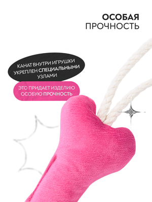 Для совместной игры Mr.Kranch Игрушка Mr.Kranch для собак мелких и средних пород Косточка с канатом 31х9х4см, нежно-розовая (вид 5) Для совместной игры Mr.Kranch Игрушка Mr.Kranch для собак мелких и средних пород Косточка с канатом 31х9х4см, нежно-розовая (фото, вид 5)