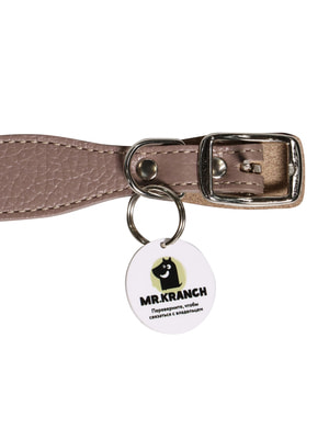 Ошейники, шлейки, намордники Mr.Kranch Ошейник Mr.Kranch для собак из натуральной кожи с QR-адресником, 22-26см, бежевый (вид 3) Ошейники, шлейки, намордники Mr.Kranch Ошейник Mr.Kranch для собак из натуральной кожи с QR-адресником, 22-26см, бежевый (фото, вид 3)