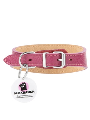 Ошейники, шлейки, намордники Mr.Kranch Ошейник-селедка Mr.Kranch для собак из натуральной кожи с QR-адресником, 19-23см, малиновый (вид 8) Ошейники, шлейки, намордники Mr.Kranch Ошейник-селедка Mr.Kranch для собак из натуральной кожи с QR-адресником, 19-23см, малиновый (фото, вид 8)