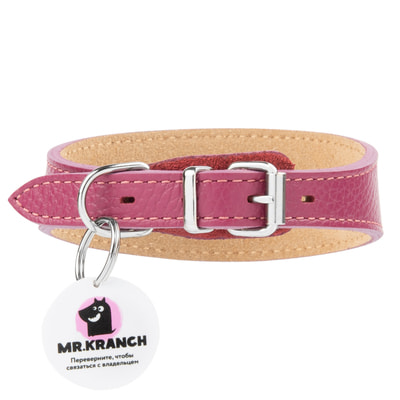 Ошейники, шлейки, намордники Mr.Kranch Ошейник-селедка Mr.Kranch для собак из натуральной кожи с QR-адресником, 29-35см, малиновый (вид 1) Ошейники, шлейки, намордники Mr.Kranch Ошейник-селедка Mr.Kranch для собак из натуральной кожи с QR-адресником, 29-35см, малиновый (фото, вид 1)