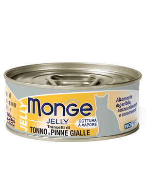 Повседневные корма Monge Влажный корм Monge jelly Adult cat для взрослых кошек с желтоперым тунцом, консервы 80 г (вид 4) Повседневные корма Monge Влажный корм Monge jelly Adult cat для взрослых кошек с желтоперым тунцом, консервы 80 г (фото, вид 4)