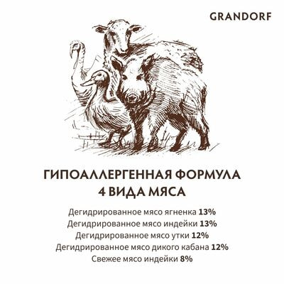     GRANDORF DOG 4 Meat PROBIOTIC MINI    , 4   8  (,  3)