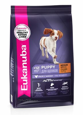 Сухие корма Eukanuba Сухой корм для щенков средних пород Eukanuba с птицей, 3 кг (вид 1) Сухие корма Eukanuba Сухой корм для щенков средних пород Eukanuba с птицей, 3 кг (фото, вид 1)