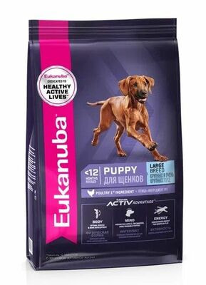 Сухие корма Eukanuba Сухой корм для щенков крупных и очень крупных пород Eukanuba с птицей, 15 кг (вид 1) Сухие корма Eukanuba Сухой корм для щенков крупных и очень крупных пород Eukanuba с птицей, 15 кг (фото, вид 1)