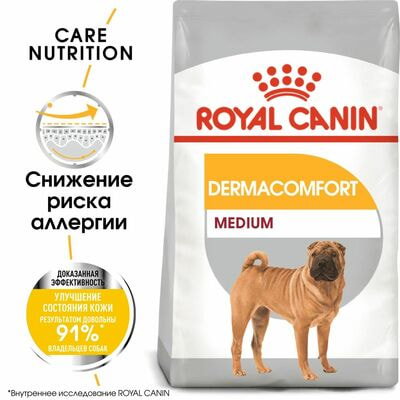 Сухие корма Royal Canin Корм для взрослых собак средних размеров при раздражениях и зуде кожи Royal Canin Medium Dermacomfort, сухой, 3 кг (вид 2) Сухие корма Royal Canin Корм для взрослых собак средних размеров при раздражениях и зуде кожи Royal Canin Medium Dermacomfort, сухой, 3 кг (фото, вид 2)