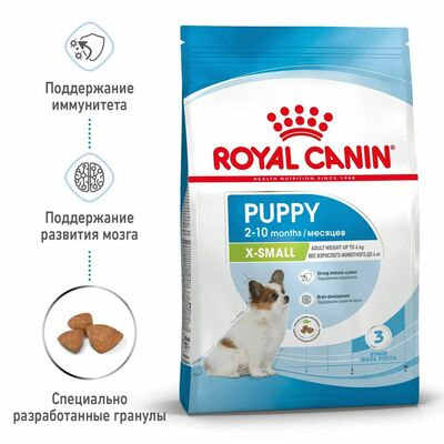 Сухие корма Royal Canin Корм сухой для щенков очень мелких пород в возрасте до 2 месяцев Royal Canin X-Small Puppy, 2 шт по 500 г (вид 2) Сухие корма Royal Canin Корм сухой для щенков очень мелких пород в возрасте до 2 месяцев Royal Canin X-Small Puppy, 2 шт по 500 г (фото, вид 2)