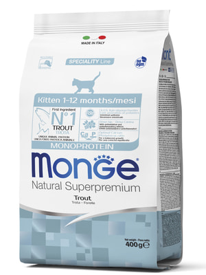 Повседневные корма Monge Сухой корм Monge Cat Speciality Line Monoprotein для котят и беременных кошек, из форели 400 г (вид 11) Повседневные корма Monge Сухой корм Monge Cat Speciality Line Monoprotein для котят и беременных кошек, из форели 400 г (фото, вид 11)