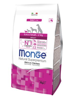 Повседневные корма Monge Сухой корм Monge Dog Daily Line Extra Small для взрослых собак миниатюрных пород, из курицы 3 кг (вид 10) Повседневные корма Monge Сухой корм Monge Dog Daily Line Extra Small для взрослых собак миниатюрных пород, из курицы 3 кг (фото, вид 10)
