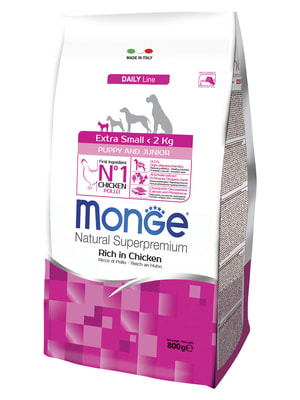 Повседневные корма Monge Сухой корм Monge Dog Daily Line Extra Small для щенков миниатюрных пород, из курицы 800 г (вид 10) Повседневные корма Monge Сухой корм Monge Dog Daily Line Extra Small для щенков миниатюрных пород, из курицы 800 г (фото, вид 10)