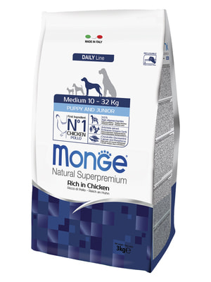 Повседневные корма Monge Сухой корм Monge Dog Daily Line Medium для щенков средних пород, из курицы 3 кг (вид 10) Повседневные корма Monge Сухой корм Monge Dog Daily Line Medium для щенков средних пород, из курицы 3 кг (фото, вид 10)