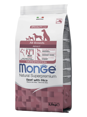   Monge   Monge Dog Speciality Line Monoprotein All Breeds Beef and Rice     ,     2,5  (,  9)