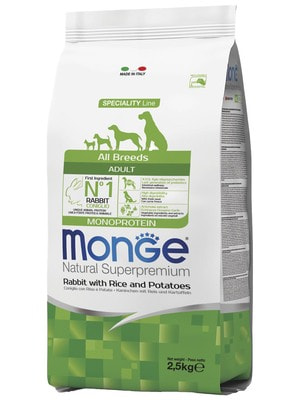 Повседневные корма Monge Сухой корм Monge Dog Speciality Line Monoprotein для взрослых собак всех пород,из кролика с рисом и картофелем 2,5 кг (вид 9) Повседневные корма Monge Сухой корм Monge Dog Speciality Line Monoprotein для взрослых собак всех пород,из кролика с рисом и картофелем 2,5 кг (фото, вид 9)