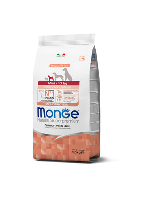 Повседневные корма Monge Сухой корм Monge Dog Speciality Line Monoprotein для щенков мелких пород, из лосося с рисом 2,5 кг (вид 1) Повседневные корма Monge Сухой корм Monge Dog Speciality Line Monoprotein для щенков мелких пород, из лосося с рисом 2,5 кг (фото, вид 1)