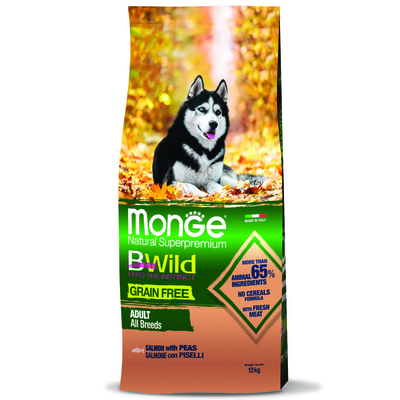 Повседневные корма Monge Сухой корм Monge Dog BWild GRAIN FREE для взрослых собак, беззерновой, из лосося 12 кг Повседневные корма Monge Сухой корм Monge Dog BWild GRAIN FREE для взрослых собак, беззерновой, из лосося 12 кг (фото)