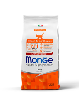 Повседневные корма Monge Сухой корм Monge Cat Speciality Line Monoprotein для котят и беременных кошек, из утки 1,5 кг Повседневные корма Monge Сухой корм Monge Cat Speciality Line Monoprotein для котят и беременных кошек, из утки 1,5 кг (фото)