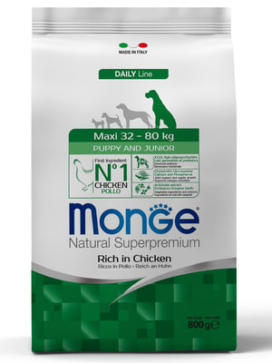 Повседневные корма Monge Сухой корм Monge Dog Daily Line Maxi для щенков крупных пород, из курицы 800 г Повседневные корма Monge Сухой корм Monge Dog Daily Line Maxi для щенков крупных пород, из курицы 800 г (фото)