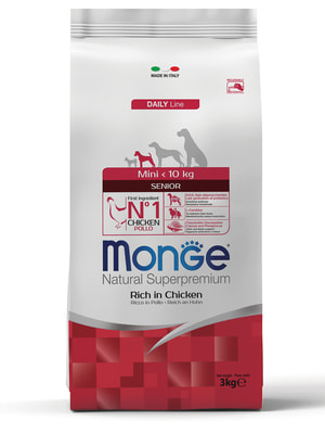 Повседневные корма Monge Сухой корм Monge Dog Daily Line Mini для пожилых собак мелких пород, из курицы 3 кг Повседневные корма Monge Сухой корм Monge Dog Daily Line Mini для пожилых собак мелких пород, из курицы 3 кг (фото)