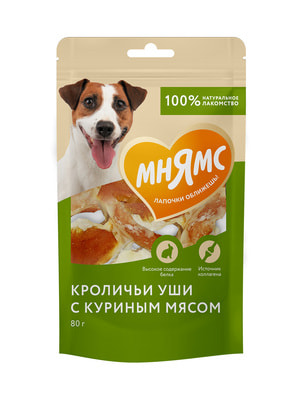 Повседневные Мнямс Лакомство Мнямс для собак кроличьи уши с куриным мясом 80 г Повседневные Мнямс Лакомство Мнямс для собак кроличьи уши с куриным мясом 80 г (фото)