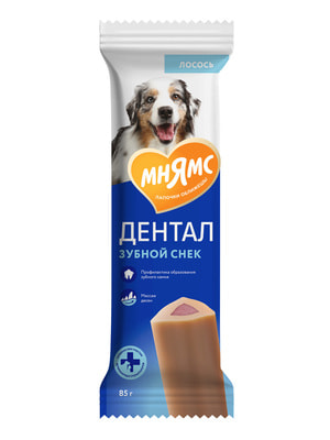 Функциональные Мнямс Лакомство Мнямс ДЕНТАЛ для собак "Зубной снек" с лососем 85г Функциональные Мнямс Лакомство Мнямс ДЕНТАЛ для собак "Зубной снек" с лососем 85г (фото)