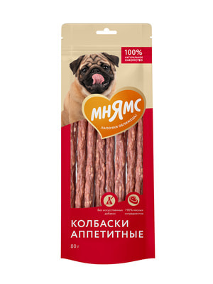 Повседневные Мнямс Лакомство Мнямс для собак Колбаски аппетитные 80г Повседневные Мнямс Лакомство Мнямс для собак Колбаски аппетитные 80г (фото)