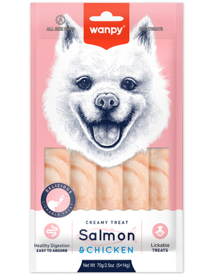 Повседневные Wanpy Wanpy Dog Крем лакомство для собак "нежное пюре" из лосося и курицы 70 г Повседневные Wanpy Wanpy Dog Крем лакомство для собак "нежное пюре" из лосося и курицы 70 г (фото)