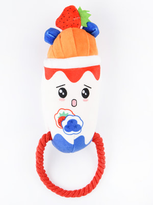 Для совместной игры Mr.Kranch Игрушка Mr.Kranch для собак "Йогурт" плюшевая с канатиком и пищалкой 19 см Для совместной игры Mr.Kranch Игрушка Mr.Kranch для собак "Йогурт" плюшевая с канатиком и пищалкой 19 см (фото)