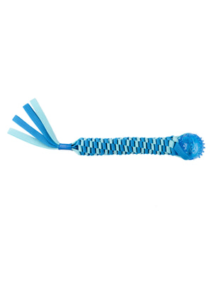 Апортировки Mr.Kranch Игрушка Mr.Kranch для собак Плетеный жгут с резиновым мячом, 13 см голубая Апортировки Mr.Kranch Игрушка Mr.Kranch для собак Плетеный жгут с резиновым мячом, 13 см голубая (фото)