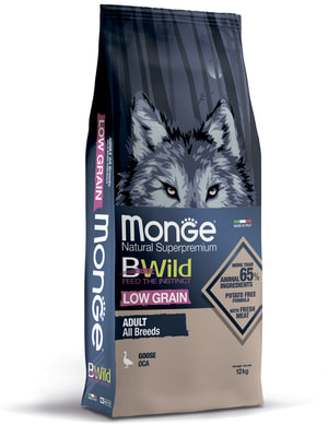 Повседневные корма Monge Сухой корм Monge Dog BWild LOW GRAIN для взрослых собак, низкозерновой, из мяса гуся 12 кг Повседневные корма Monge Сухой корм Monge Dog BWild LOW GRAIN для взрослых собак, низкозерновой, из мяса гуся 12 кг (фото)