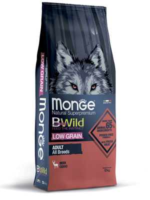 Повседневные корма Monge Сухой корм Monge Dog BWild LOW GRAIN для взрослых собак, низкозерновой, из мяса оленя 12 кг Повседневные корма Monge Сухой корм Monge Dog BWild LOW GRAIN для взрослых собак, низкозерновой, из мяса оленя 12 кг (фото)
