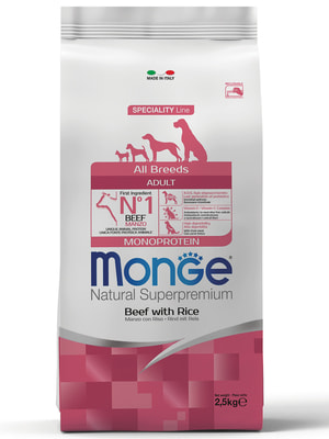   Monge   Monge Dog Speciality Line Monoprotein All Breeds Beef and Rice     ,     2,5  ()