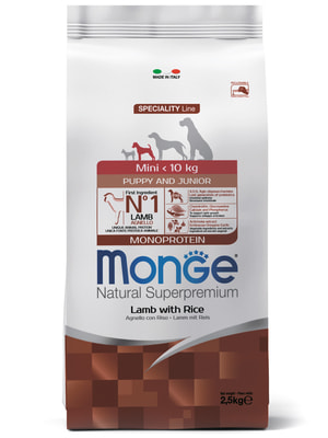 Повседневные корма Monge Сухой корм Monge Dog Speciality Line Monoprotein Mini корм для щенков и беременных собак мелких пород, из ягненка с рисом 2,5 кг Повседневные корма Monge Сухой корм Monge Dog Speciality Line Monoprotein Mini корм для щенков и беременных собак мелких пород, из ягненка с рисом 2,5 кг (фото)