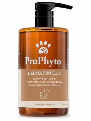 Косметика и средства по уходу ProPhyto Жидкий шампунь ProPhyto DERMA PROTECT SHAMPOO д/ собак с растительными экстрактами против перхоти и себореи, 500 мл Косметика и средства по уходу ProPhyto Жидкий шампунь ProPhyto DERMA PROTECT SHAMPOO д/ собак с растительными экстрактами против перхоти и себореи, 500 мл