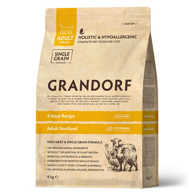  ;    GRANDORF CAT 4 Meat PROBIOTIC STERILISED   , 4   8  ()