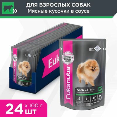 Влажные корма, консервы Eukanuba Влажный корм для взрослых собак всех пород Eukanuba с говядиной в соусе, 24 шт по 100 г Влажные корма, консервы Eukanuba Влажный корм для взрослых собак всех пород Eukanuba с говядиной в соусе, 24 шт по 100 г (фото)