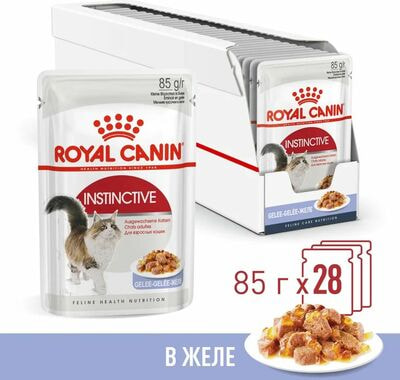 Влажные корма, консервы Royal Canin Корм для взрослых кошек Royal Canin Instinctive Корм консервированный ,желе 28 шт по 85 г Влажные корма, консервы Royal Canin Корм для взрослых кошек Royal Canin Instinctive Корм консервированный ,желе 28 шт по 85 г (фото)