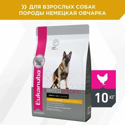 Сухие корма Eukanuba Сухой корм для собак Eukanuba с птицей для взрослых собак породы немецкая овчарка от года,10 кг Сухие корма Eukanuba Сухой корм для собак Eukanuba с птицей для взрослых собак породы немецкая овчарка от года,10 кг (фото)