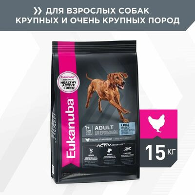 Сухие корма Eukanuba Сухой корм для взрослых собак крупных и очень крупных пород Eukanuba с птицей, 15 кг Сухие корма Eukanuba Сухой корм для взрослых собак крупных и очень крупных пород Eukanuba с птицей, 15 кг (фото)