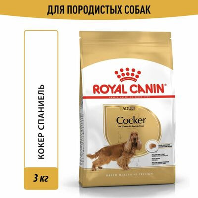 Сухие корма Royal Canin Корм для взрослых собак Royal Canin Cocker Adult сухой для породы Кокер Спаниель от 12 месяцев, 3 кг Сухие корма Royal Canin Корм для взрослых собак Royal Canin Cocker Adult сухой для породы Кокер Спаниель от 12 месяцев, 3 кг (фото)