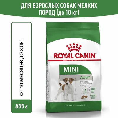 Сухие корма Royal Canin Royal Canin Mini Adult Корм сухой для взрослых собак мелких размеров от 2 месяцев, 2 шт по 800 г Сухие корма Royal Canin Royal Canin Mini Adult Корм сухой для взрослых собак мелких размеров от 2 месяцев, 2 шт по 800 г (фото)