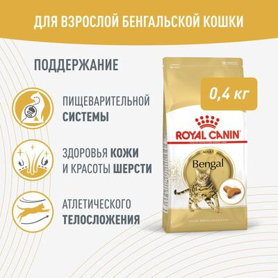 Сухие корма Royal Canin Royal Canin BENGAL ADULT (БЕНГАЛ ЭДАЛТ) Корм сухой полнорационный сбалансированный для кошек бенгальской породы старше 2 месяцев, 2 шт по 400 г Сухие корма Royal Canin Royal Canin BENGAL ADULT (БЕНГАЛ ЭДАЛТ) Корм сухой полнорационный сбалансированный для кошек бенгальской породы старше 2 месяцев, 2 шт по 400 г (фото)