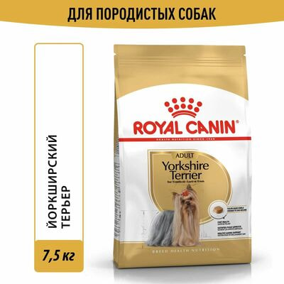 Сухие корма Royal Canin Корм для взрослых собак Royal Canin Yorkshire Terrier Adult сухой для породы Йоркширский Терьер от 10 месяцев, 7,5 кг Сухие корма Royal Canin Корм для взрослых собак Royal Canin Yorkshire Terrier Adult сухой для породы Йоркширский Терьер от 10 месяцев, 7,5 кг (фото)