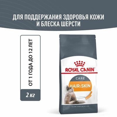 Сухие корма Royal Canin Корм для взрослых кошек Royal Canin Hair&Skin Care Корм сухой для поддержания здоровья кожи и шерсти, 2 кг Сухие корма Royal Canin Корм для взрослых кошек Royal Canin Hair&Skin Care Корм сухой для поддержания здоровья кожи и шерсти, 2 кг (фото)